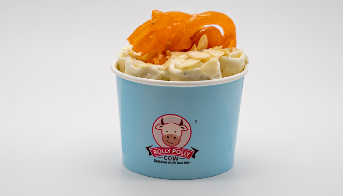Badam Kesar Kulfi Ice Cream Rolls